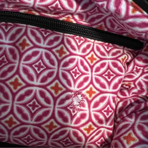 VERA BRADLEY Mod Pink 2007 Morgan Shoulder Bag 2 Handle Brown Pink Floral 70s - Picture 11 of 13